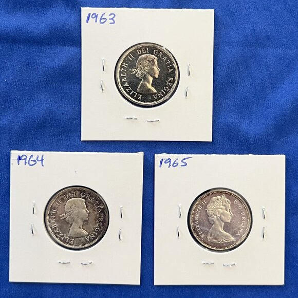 Nicely Toned Set of 9 Mint Uncirculated Silver 1960 to 1968 25¢ Canada Quarters - Picture 6 of 16